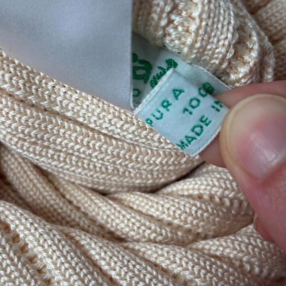 IDASCRATCH 100% Silk Ribbed Ivory Button Up Cardigan Sweater Italy M DESIGNER - Picture 6 of 9